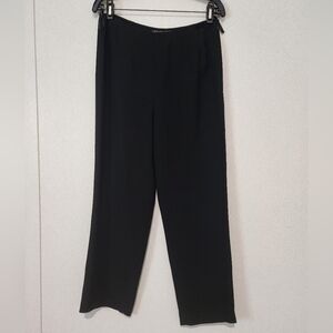 Lafayette 148 New York Black Ankle Chiffon Side Zip Flowy Straight Leg Pants 8